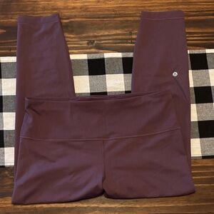 Lululemon wunder train leggings plum ribbed 14